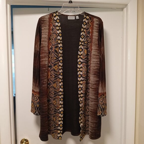 Susan Graver Stretch Textured Knit Long Sleeve Open Front Cardigan Jacket Sz L - Picture 3 of 9